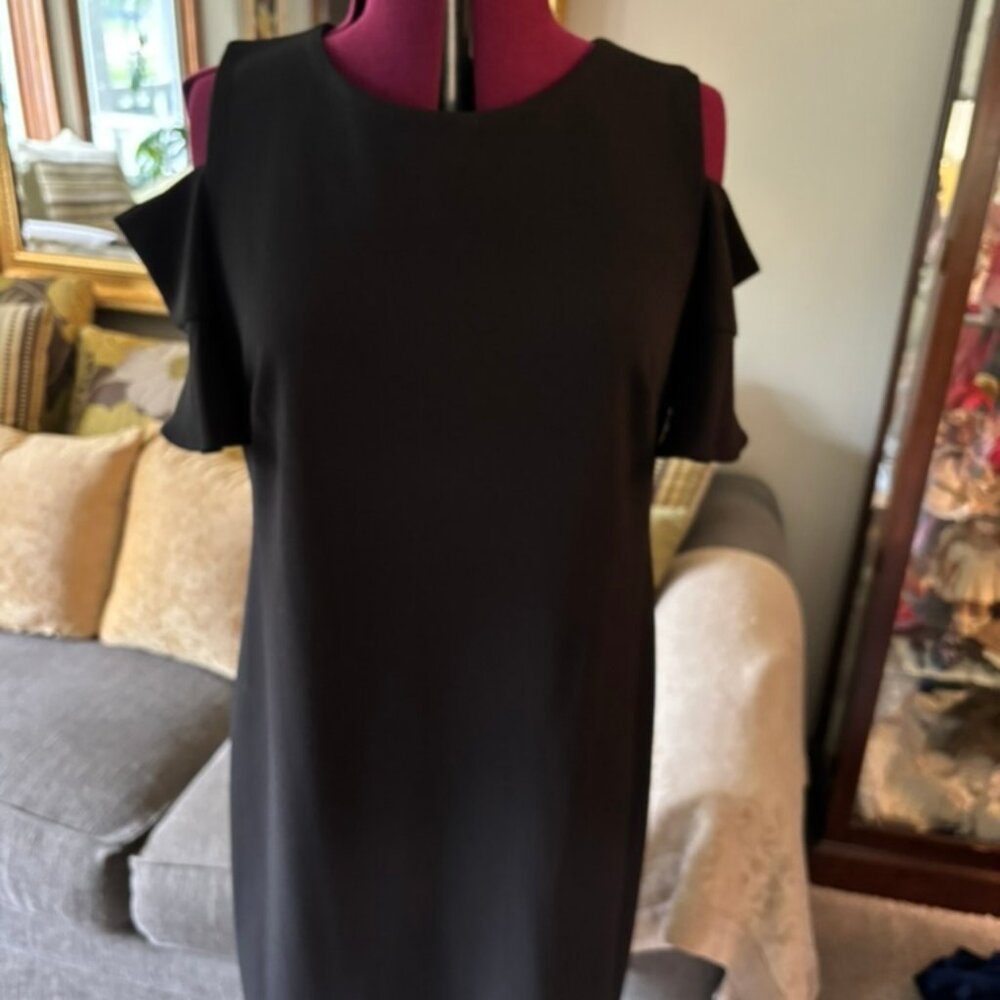 CALVIN KLEIN Black Cold Shoulder Size 14 Dress Evening Cocktail Wedding